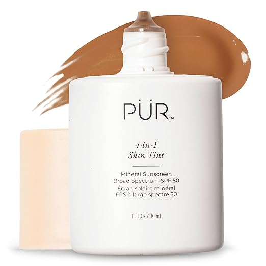 P?R Tinted Sunscreen for Face 4-in-1 Skin Tint - Broad Spectrum Mineral Sunscreen SPF 50 - Tinted Facial Moisturizer Primer &amp Foundation for Sun Protection - Lightweight Buildable Coverage