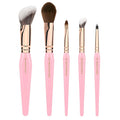 Bdellium Tools Pink Golden Triangle Face &amp Eyes Makeup Brush Set - Well-balanced Brush Set with Soft Synthetic Bristles and Rose Gold Brass Ferrule for a Variety of Looks (Pink 5 pcs)
