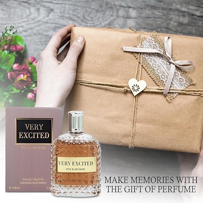 Valentine Milano &amp Very Excited Men's Cologne Set Eau De Toilette 3.4 Fl Oz Each Earthy Leathery Myrtle Coffee Cedar Leather Woody 2-Pack Gift Set for Men