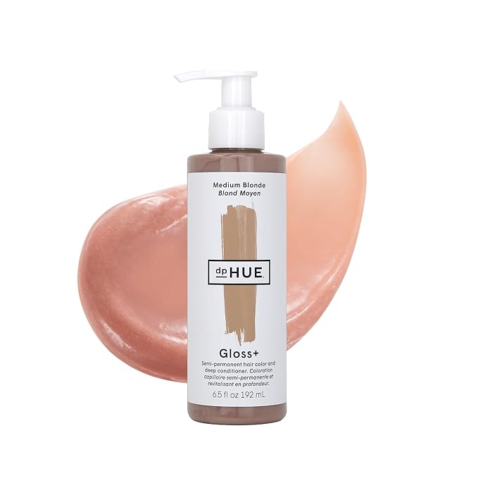 dpHUE Gloss+ Medium Blonde - 6.5 oz (8-12 Applications) - Semi-Permanent Hair Color &amp Conditioner - Lasts Up to Eight Washes - Paraben SLS &amp SLES Sulfate Free - Vegan Leaping Bunny Certifie