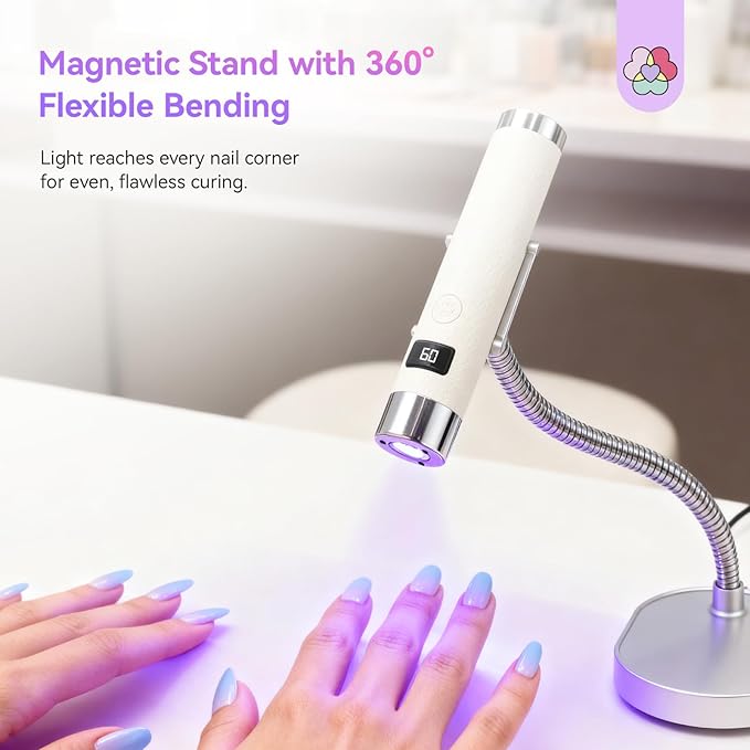 Saviland Essentials UV Light for Gel Nails: Smart Sensor 10s Fast Curing UV Nail Lamp with Magnetic Stand Holder 360° Coverage Curing for Nail Charms Nail Glue Nail Gems Nail Lamps for Gel Polish