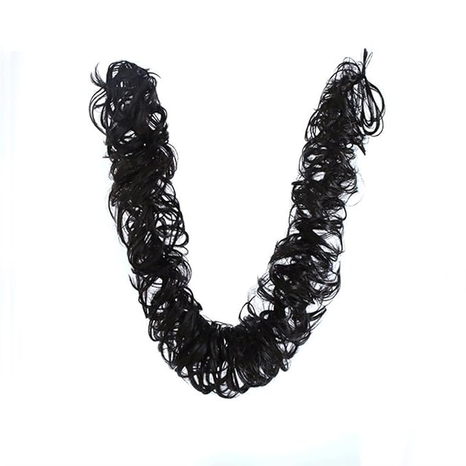 Hair Accessories Messy Bun Ponytail Hair Extensions 80cm Long with Elastic Rubber Band Synthetic Fluffy Wrap Wig Women Hair Bun Hair Pieces For Women(#1B)