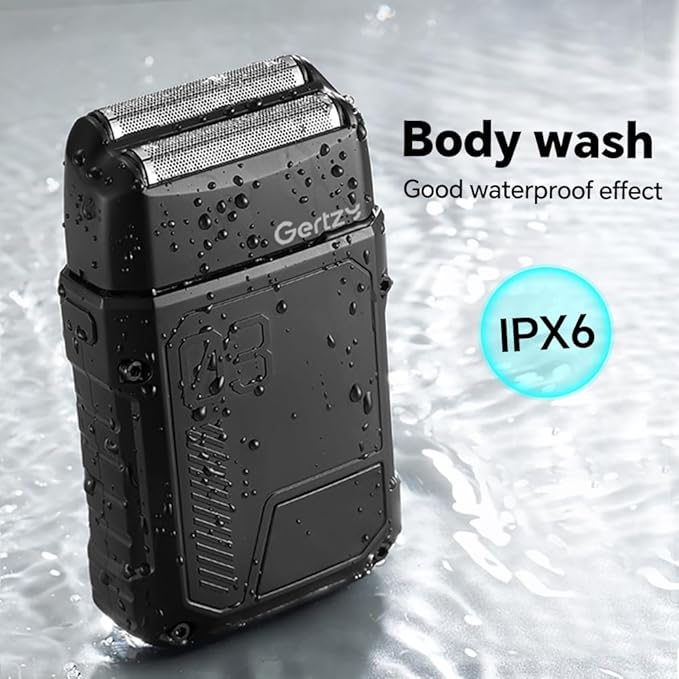 Gertzy Electric Shaver for Men Face Men's Razor Cordless Beard Foil Shavers Wet Dry Waterproof 3-Speed Adjustable ShavingRechargeable Type-C Charging LED Display (Black)