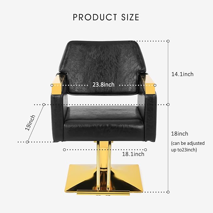 Artist hand Hair Salon Chair Hydraulic Salon Styling Chair 360 Degrees Rolling Swivel Barber Chair Beauty Salon Equipment for Hair Stylist Max Load 330 Lbs Black and Gold