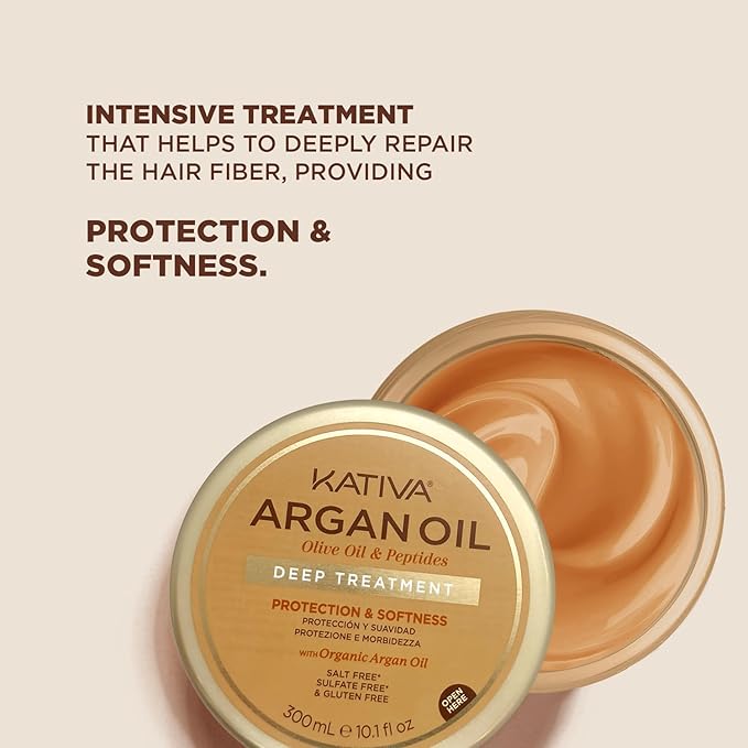 KATIVA Argan Hair Mask 10 oz 2-Pack ? Deep Repair Hair Treatment with Organic Argan Oil Olive &amp Peptides ? Intense Hydration for Dry Damaged Hair ? Deep Conditioner for All Hair Types