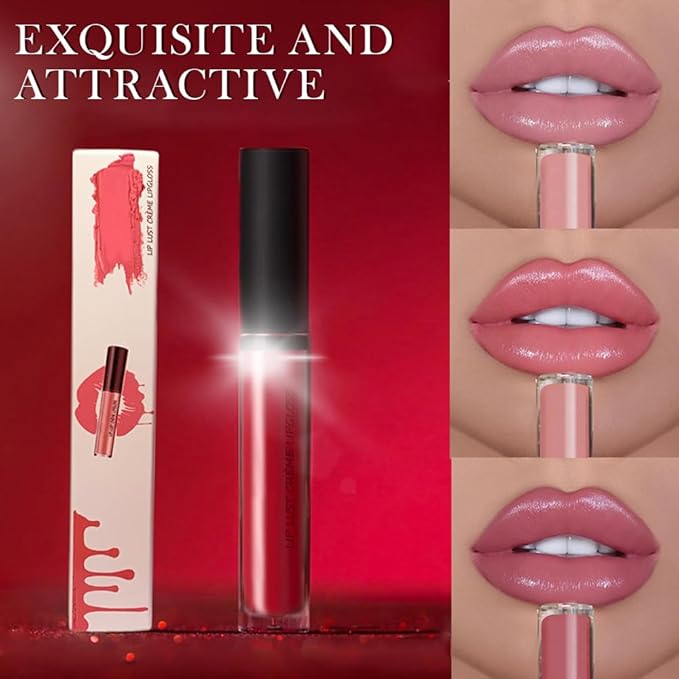 12 Colors Cream Texture Lipstick for Women Long Lasting Lipstick Non-Stick Lipgloss Velvet Lip Makeup Moisturizing Liquid Lip Stick Non-Fading Lip Gloss Hydrating Lip Tint for Makeup (#01)