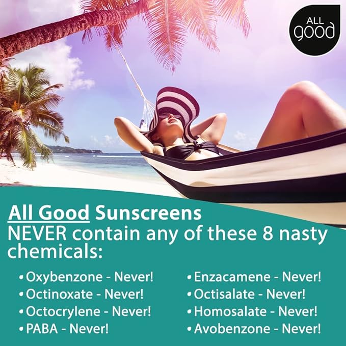 All Good Sunscreen - Tinted Mineral Sunscreen for Face &amp Body - SPF 30 Water Resistant Coral Reef Friendly Coconut Oil Jojoba Oil Shea Butter Aloe 3 oz (2-Pack)