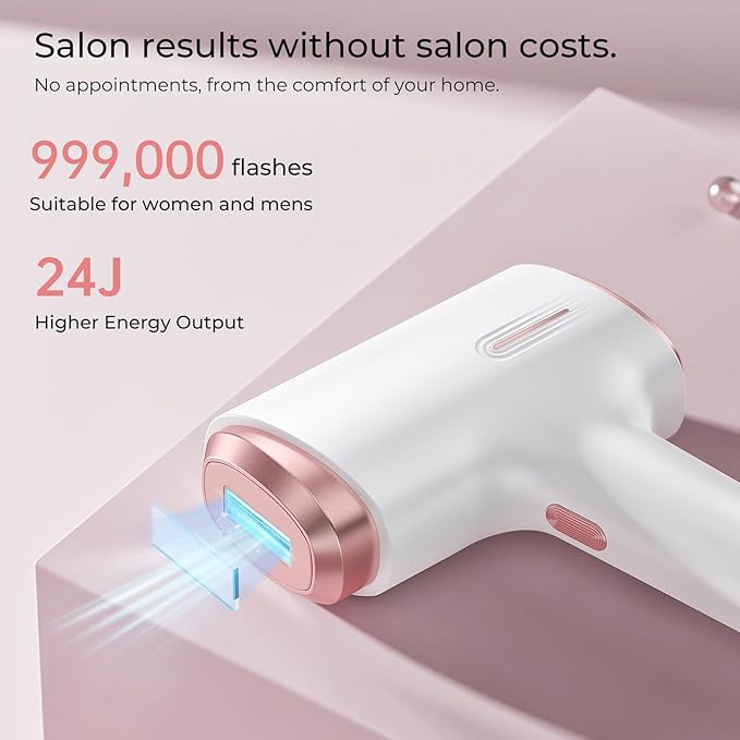 Laser Hair Removal for Women &amp Men 45°F Ice-Cooling Contact Safe &amp Virtually Painless Alternative to Salon IPL Hair Removal Device Long-Lasting Hair Removal from Home with Razor &amp Glas