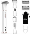 Gurelax Electric Body Hair Trimmer - Groin Trimmer for Men - Bikini Trimmer Women - 5-in-1 Lady Shaver Groomer IPX7 Waterproof Razor Heads&ampUSB Recharge with Travel Bag