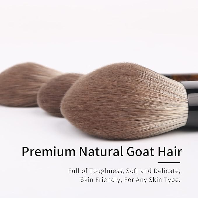 Natural Goat Hair Makeup Brush Set with Case Natural Makeup Brushes Natural Bristle Makeup Brushes Natural Hair Makeup Brushes Set Professional Walnut Cosmetic Brushes Makeup Set - MONI