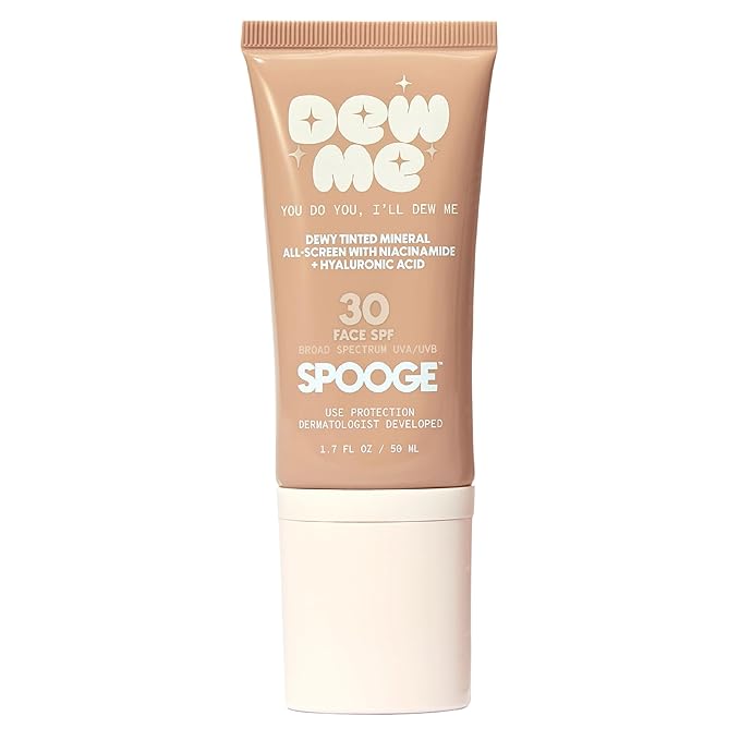Dew Me Mineral All-Screen - Tinted SPF 30 Face Sunscreen with Hyaluronic Acid + Niacinamide for Golden Glow Dewy Finish - Dermatologist Developed Makeup Primer Complexion Perfector - (1.7 Oz)