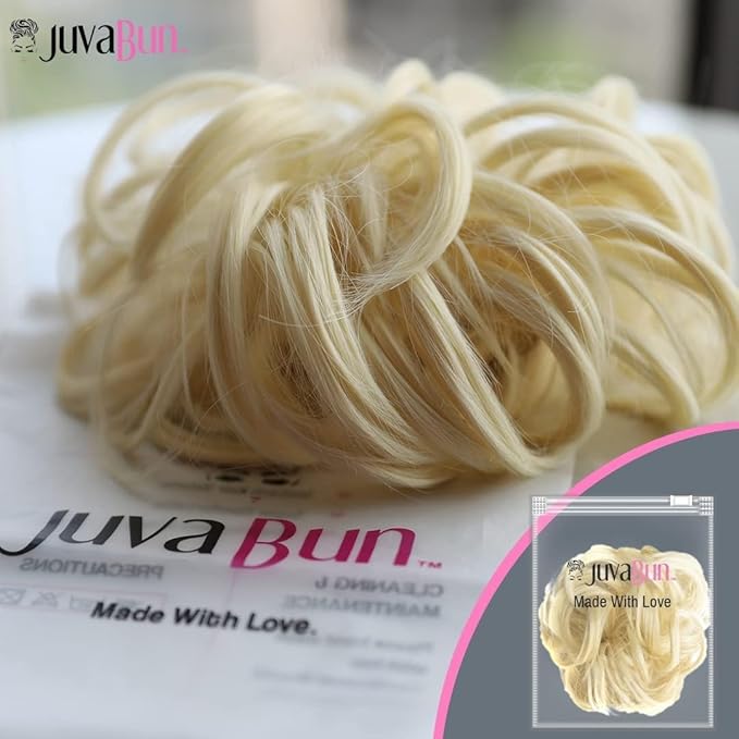 Juvabun Messy Bun Pure Blonde Hair Piece Human Hair Blonde ? Natural Soft Updo Look Secure &amp Lightweight Hair Bun Extensions For Women messy bun hair piece