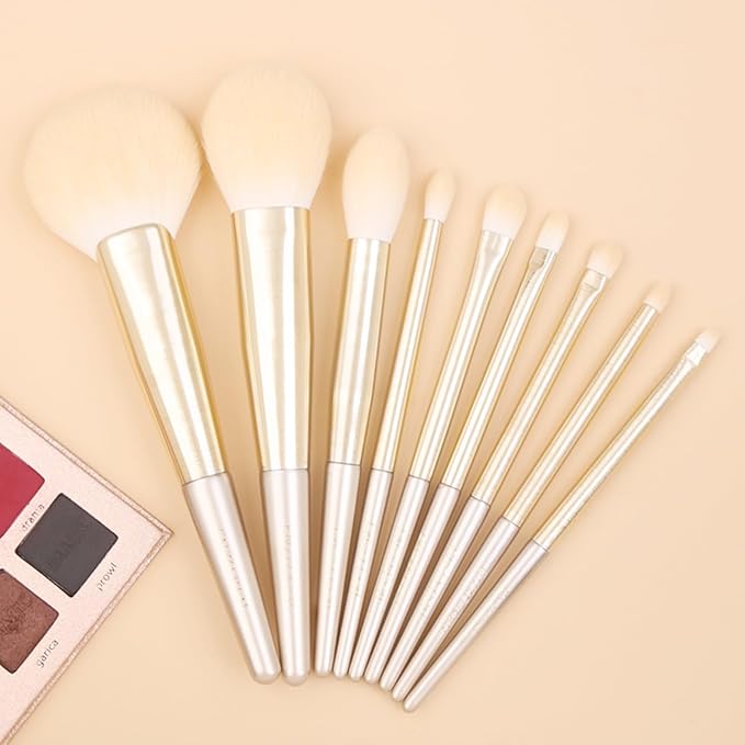 Natural Hair Makeup Brush Set Professional Fox Hair Makeup Brushes Set with Case by Luxury ENZO KEN Gold Cosmetic Brushes Makeup Set Natural Makeup Brushes Natural Bristle Makeup Brushes.(Cloud)