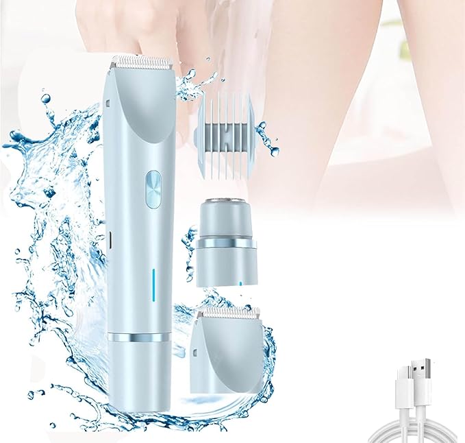 Comfort 2 in 1 Electric Lady Shaver Razor for Women Dual Head Electric Hair Trimmer for Women Ipx7 Bikini Trimmer (Blue)