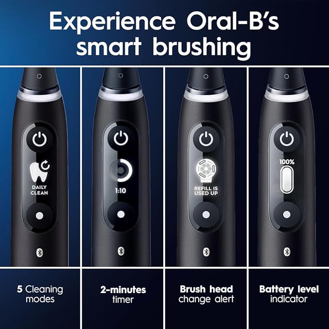 Oral-B iO Series 7 Electric Toothbrush with 2 Replacement Brush Heads Black Onyx