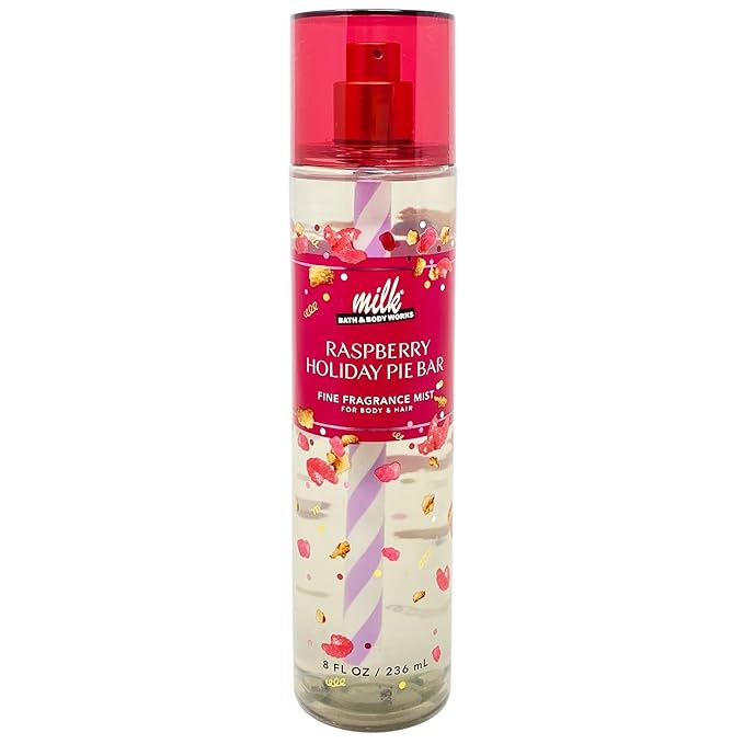 Bath &amp Body Works Raspberry Holiday Pie Bar 3 Pack Fragrance Mist Bundle with a Himalayan Salts Springs Bar Soap
