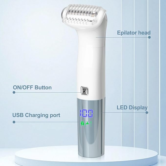 6-in-1 Hair Removal Device Female Hair Removal Device Painless Body Hair Trimmer Suitable for All-Round Hair Removal on The face armpits arms Legs etc. with Display Screen Rechargeable
