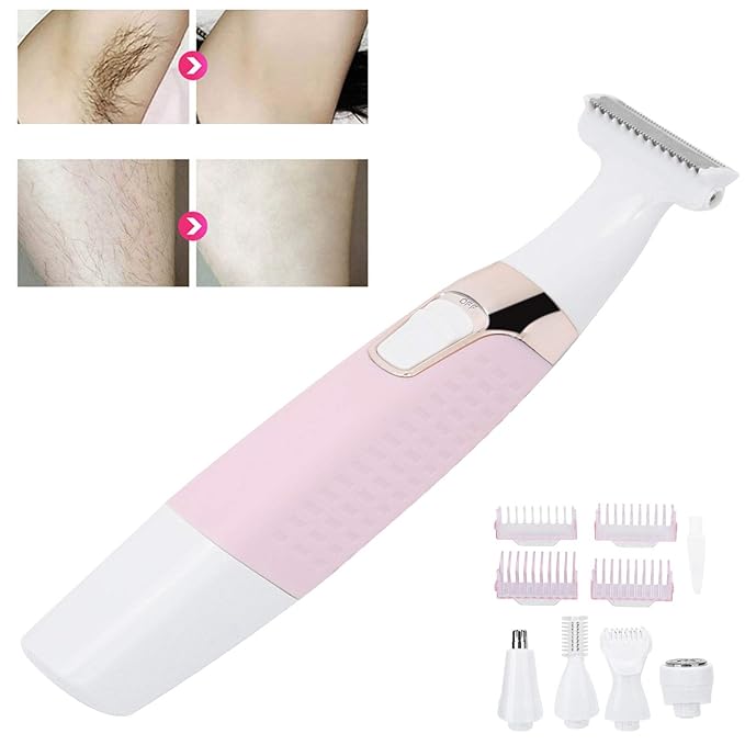USB Rechargeable Electric Epilator for Women Men 5 in 1 Painless Body Remover with Multifunctional Shaving Head