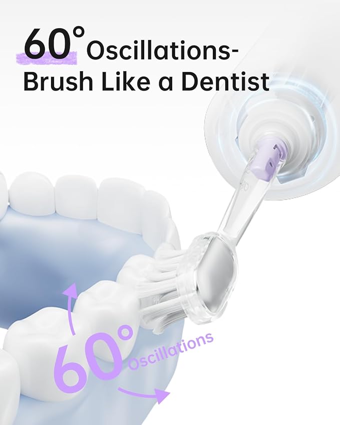 Laifen Wave Special Electric Toothbrush New 2025 Version Oscillation &amp Vibration Sonic Electric Toothbrush for Adults with App 2 Brush Heads IP68 Waterproof Travel-Friendly (Misty Lavender)