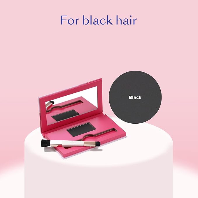 eSalon Root Touch Up + Brow Powder Conceal &amp Cover (Black) - Hairline Powder for Women - Scalp Concealer &amp Filler for Thinning &amp Gray Hair Coverage - Creates Thicker &amp Fuller-Looking