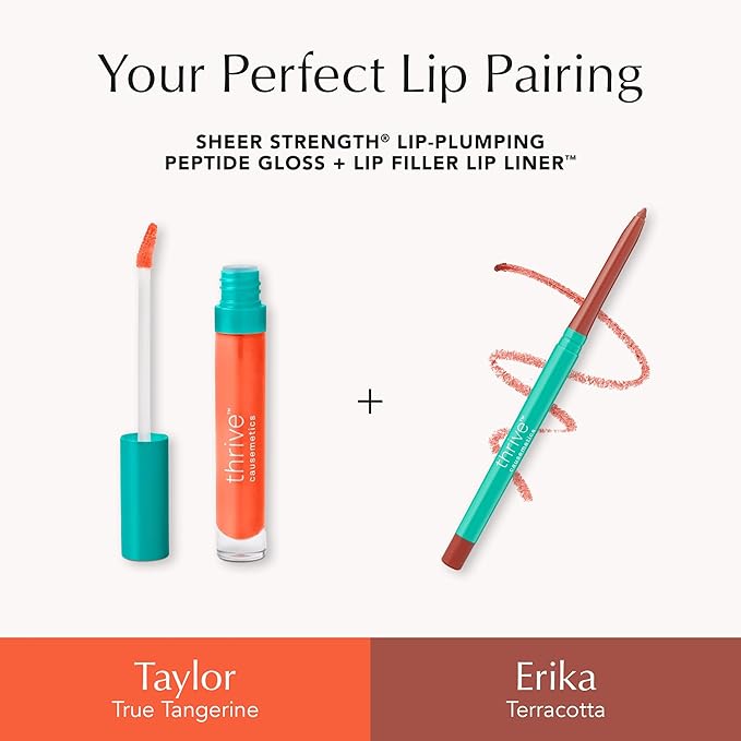 Thrive Causemetics Lip Filler Long-Wearing + Plumping Lip Liner Shea Butter Hydrating Lip Plumper Retractable Lip Liner Pencil Built In Sharpener Vegan &amp Cruelty Free Erika (Terracotta)