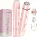 VINGVO Electric Hair Removal Epilator for WomenDual Head Bikini Trimmer Waterproof? Facial Remover Lady Hair Bikini Shaver for Face Lip Chin Cordless Pubic Hair Removal for Face &amp Legs (Pink