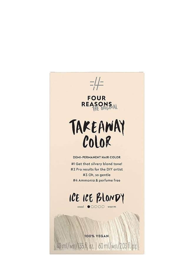 Four Reasons Original Takeaway Color - Ice Ice Blondy ? 10.01 Bright Ash Blonde - Demi-Permanent Hair Color - Ammonia-Free and Fragrance-Free Hair Dye - 100% Vegan &amp Cruelty Free