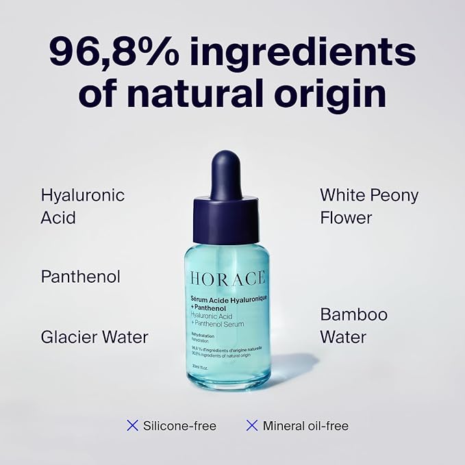 HORACE Hyaluronic Acid + Panthenol Face Serum for Men ? Advanced Moisturising Facial Treatment for Dry Skin Dehydration Lines and Elasticity ? Vegan Skincare for All Skin Types ? Unscented 30ml