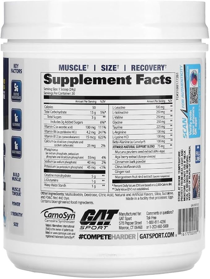 GAT SPORT JetMass Fact-Acting Volumizing Creatine System 30 Servings (Tropical Ice)