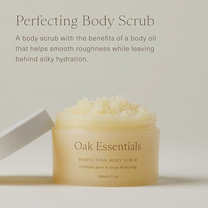 Oak Essentials Perfecting Body Scrub | Gentle Sugar Body Exfoliator for Visibly Smoother Softer Skin 7.1 Oz