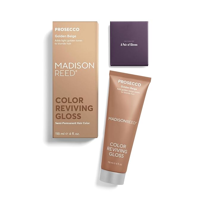 Madison Reed Color Reviving Gloss Prosecco - Golden Blonde Semi-Permanent Hair Dye Enhances Hair Color &amp Corrects Tone Adds Brilliant Shine Keratin &amp Argan Oil 4 Fl Oz (118 mL)