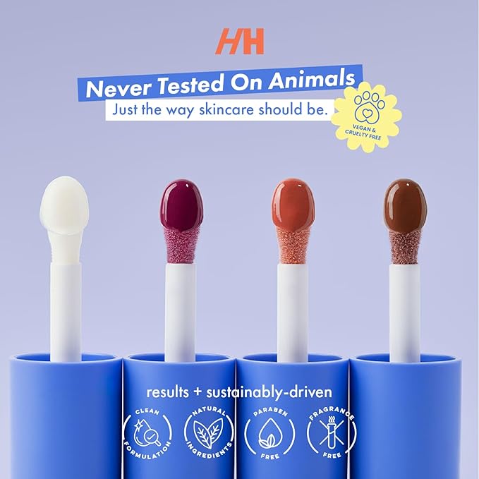 Handmade Heroes 100% Natural Vegan Lip Oil with Squalane Non-Sticky Lip Gloss Moisturizing Shiny Nourishing Korean Lip Gloss Lip Treatment Christmas Gifts - Pack of 3