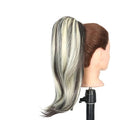 EARSHOT Hair Buns Hair Piece 18 Inch Synthetic Straight Ponytail Hair Extensions Wig Bun Wrap Ponytail Barrette Clips for Women Hair Accessories Hair Accessories For Girls (Color : P12/613)