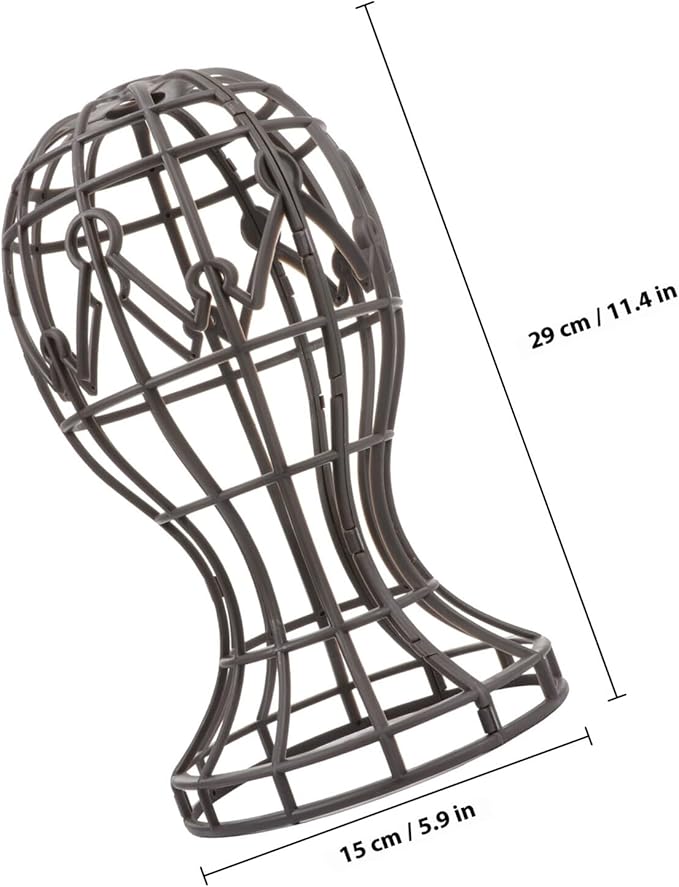 2Pcs Portable Wig Head Stand Holder Gray Plastic Multi-purpose Display for Hair Styling Wig Making Hat and Glasses Display Beauty Accessory for Salon and Home Use