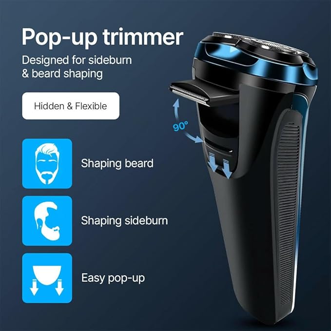 Electric Razor 4d Rotary Ipx7 Waterproof 2025 New Rechargeable Facial Electric Razor for Men Wet &amp Dry Shaving (1 Set)