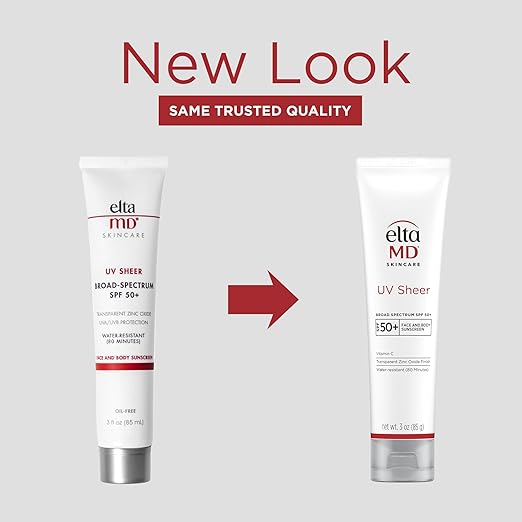 EltaMD UV Sheer Face Sunscreen SPF 50+ No White Cast Sunscreen for Face and Body Zinc Oxide Sunscreen Formula