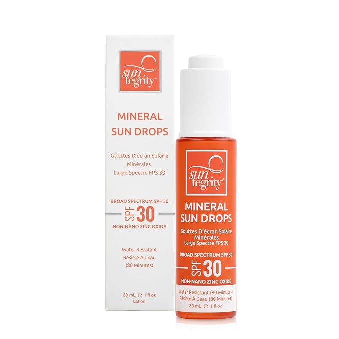 Suntegrity Mineral Sun Drops SPF 30 | Broad Spectrum Zinc Oxide Sunscreen for Face | Vegan Reef-Safe Non-Greasy Daily Sun Protection | Fragrance-Free Lightweight Formula