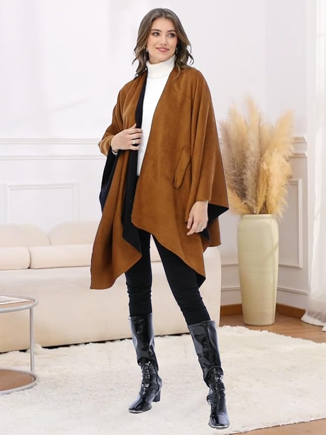 Moss Rose Women's Shawl Wrap Poncho Ruana Cape Open Front Cardigan Shawls for Fall Winter