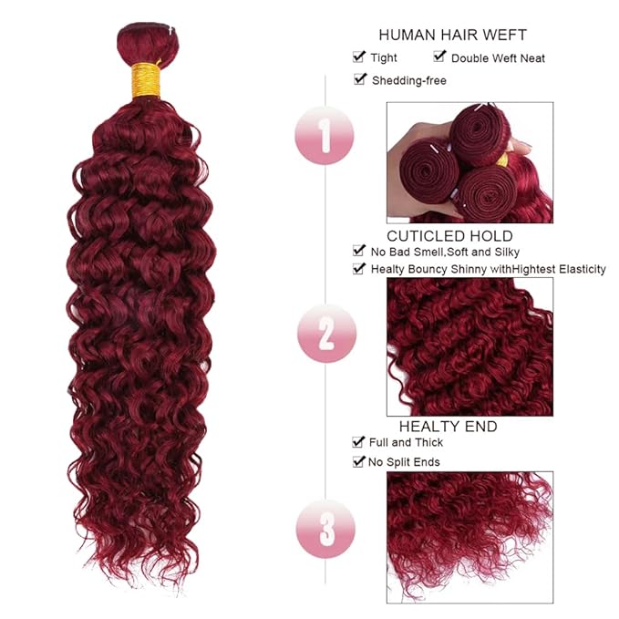 Burgundy Bundles Human Hair 99j Bundle Human Hair 99j Burgundy 3 Bundles 20 22 24 inch Wine Red Water Wave Bundle