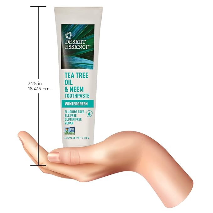 Desert Essence Natural Tea Tree Oil and Neem Toothpaste Wintergreen6.25 Oz Pack of 3