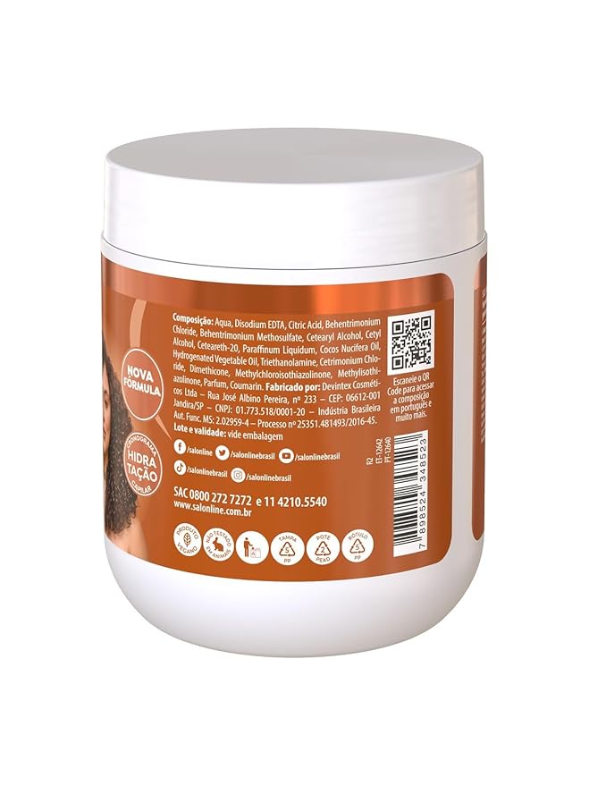 Salon Line - Linha SOS Cachos (Oleo de Coco) - Mascara de Hidratacao Intensa 500 Gr - (SOS Curls (Coconut Oil) Collection - Deep Treatment Moisturizing Mask Net 17.63 Oz)