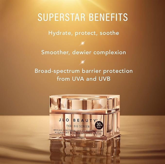 JLO BEAUTY Broad Spectrum SPF 30 Face Moisturizer Lightweight Sunscreen to Wear Under Make Up Daily Hydrating Face Lotion for Women With Hyaluronic Acid &amp Antioxidants That Big Screen 1.7 FL O