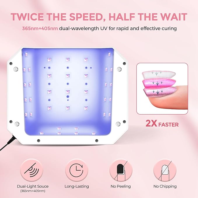 Lavinda 54W Corded UV LED Nail Lamp for Gel Nails - Plug-in Professional Nail Dryer with Fast Curing 4 Timers Touch Screen Compatible with All Gel Polishes (White)