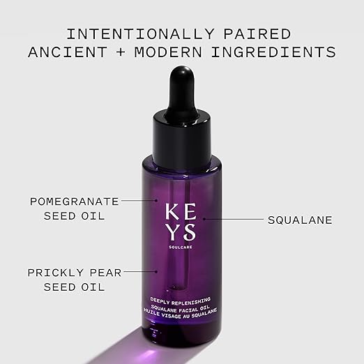 Keys Soulcare Deeply Replenishing Squalane Facial Oil Hydrates Skin Overnight for a Radiant Glowing Complexion Vegan Cruelty Free 1.01 Fl Oz