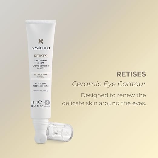 Sesderma RETISES Ceramic Eye Contour | Anti-Aging Eye Cream with Retinol &amp Vitamin C | Reduces Wrinkles Puffiness &amp Dark Circles | Cooling Ceramic Applicator 0.5 fl. Oz