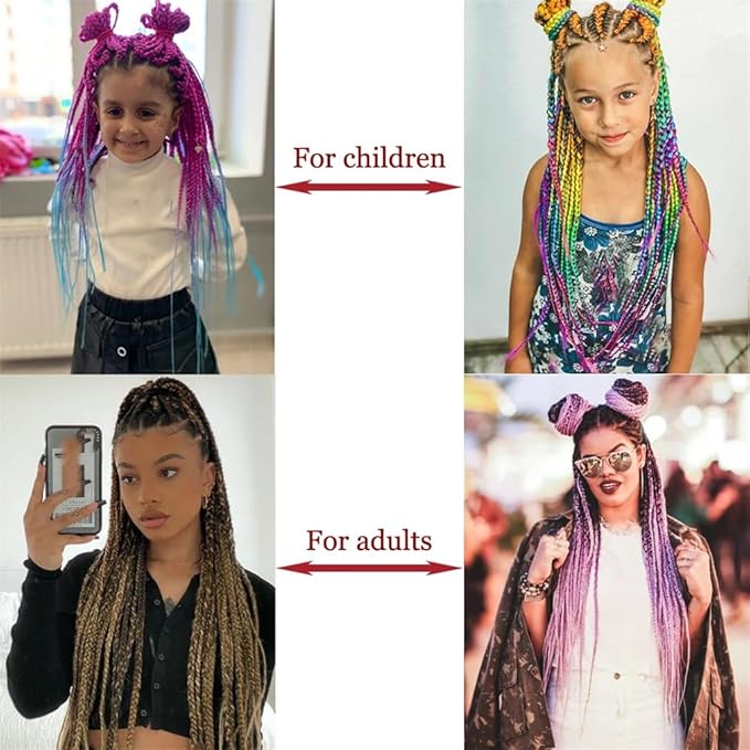 Synthetic Gradient Boxing Braided Ponytail For Girls With Elastic Hair Rubber Bands Hair Accessories Wig Headband Hairpiece