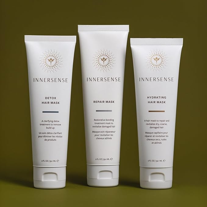 INNERSENSE - Healthy Hair Treatment Trio | Detox Repair + Hydrating Hair Masks (2 oz each) | Detoxify Hydrate Repair | For Women &amp Men Non-Toxic Cruelty-Free Clean Haircare