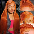 Lace Front Wigs Human Hair Pre Plucked HD Transparent Lace Frontal Wig Bralizian Virgin Human Hair Tiny Knots Natural Hairline with Baby Hair (Ginger Orange 24 Inch)