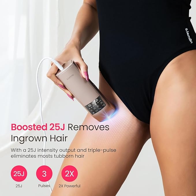 IPL Laser Hair Removal for Women and Men 25J Triple-Pulse Permanent Hair Removal Device for Ingrown &amp Coarse Hair 37°F Painless Sapphire Ice Cooling Hair Removal for Legs Facial Armpits Bikin