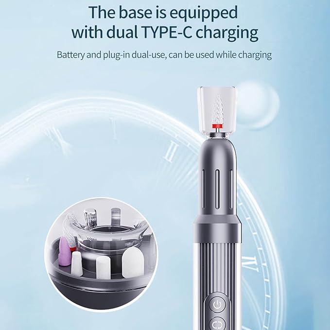 Professional Manicure Pedicure Kit with Cordless Electric Nail Drill Set 5 Speeds Hand Foot Care Tool for Nail Grind Trim Polish Nail File with Bits for Acrylic Gel Dip Electric Nail Drill Machine